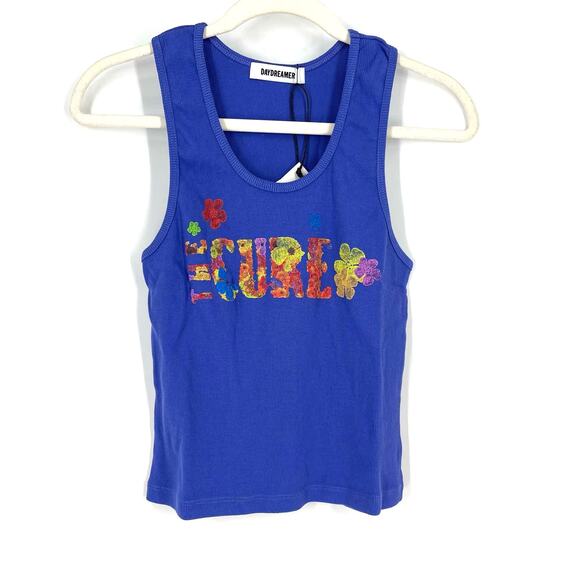 Daydreamer The Cure Flower Of Love Ribbed Tank Large Ultra Violet - Picture 1 of 5